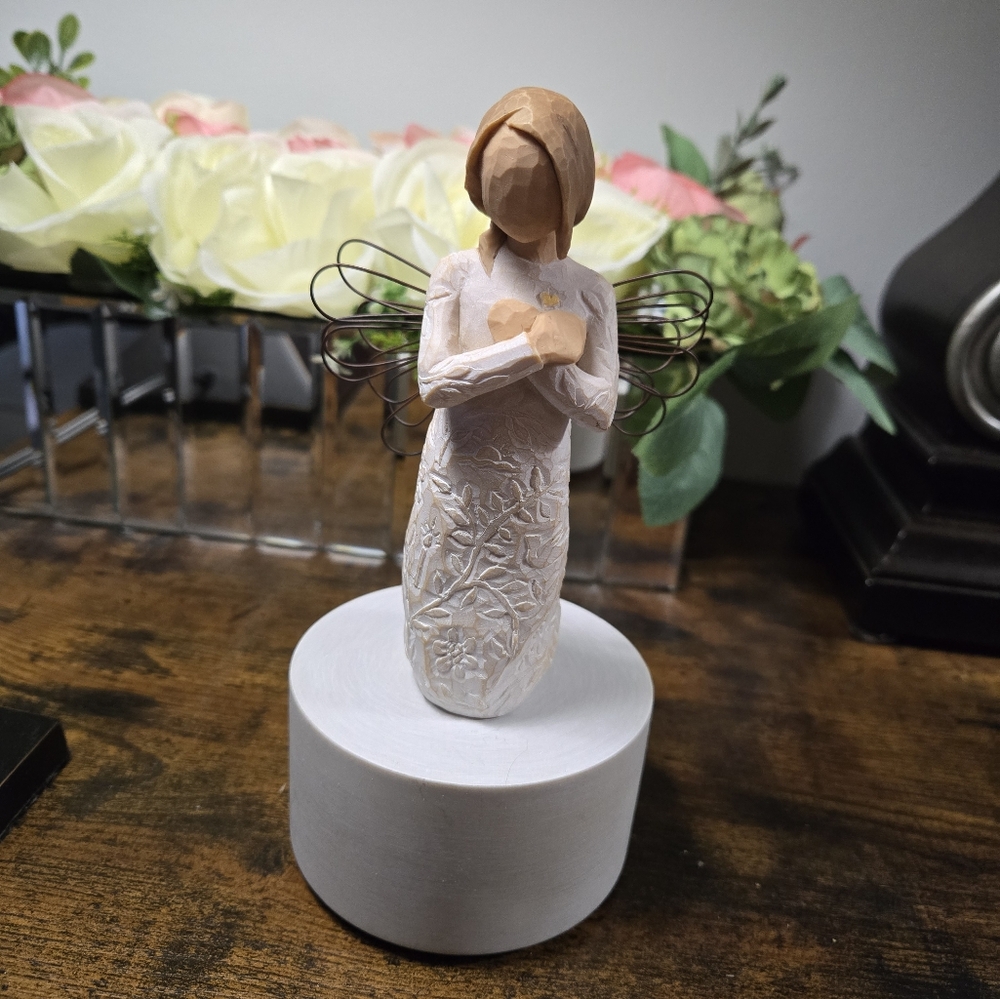 Elegant Willowtree Angel Remembrance Figurine with Floral Design Music Box